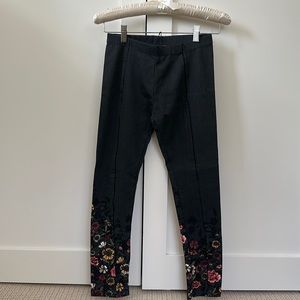 NWT Zara Girls Tapered Pants Sz 11-12 Years/152 cm Herringbone w/Floral Detail